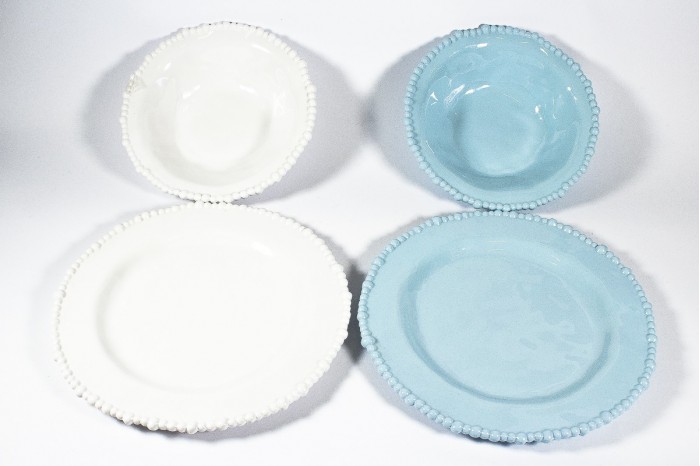 18-piece table service BACI MILANO Joke - Table & Kitchen Light Blue / White