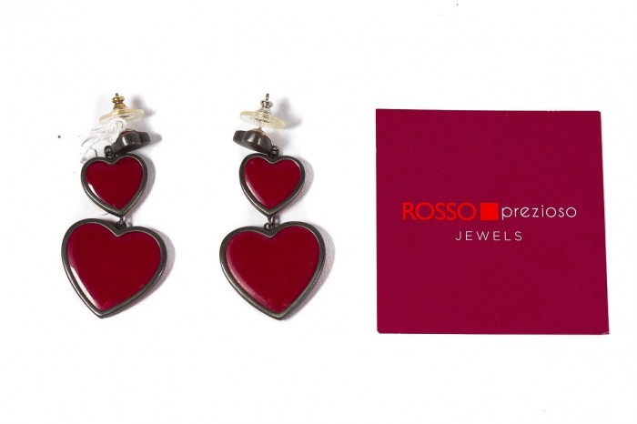 ROSSO PREZIOSO silver earrings Red Heart